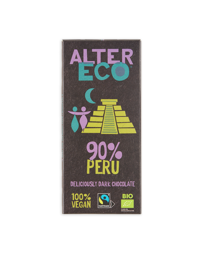Tummasuklaalevy, 90 %, Alter Eco, 100 g