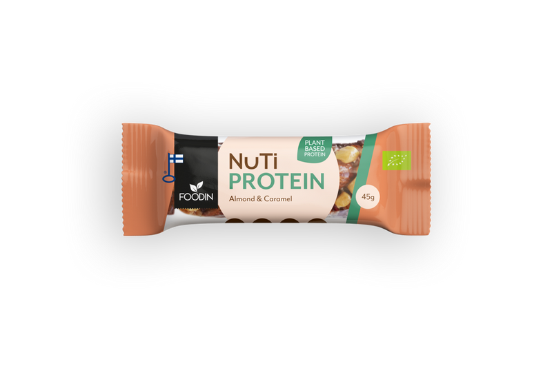 NUTI Protein, Almond & Caramel, luomu, Foodin, 45 g