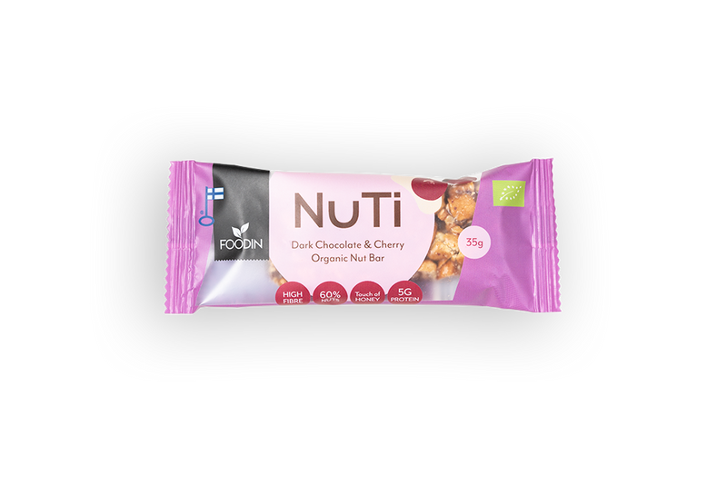NUTI, Dark Chocolate & Cherry, luomu, Foodin, 35 g