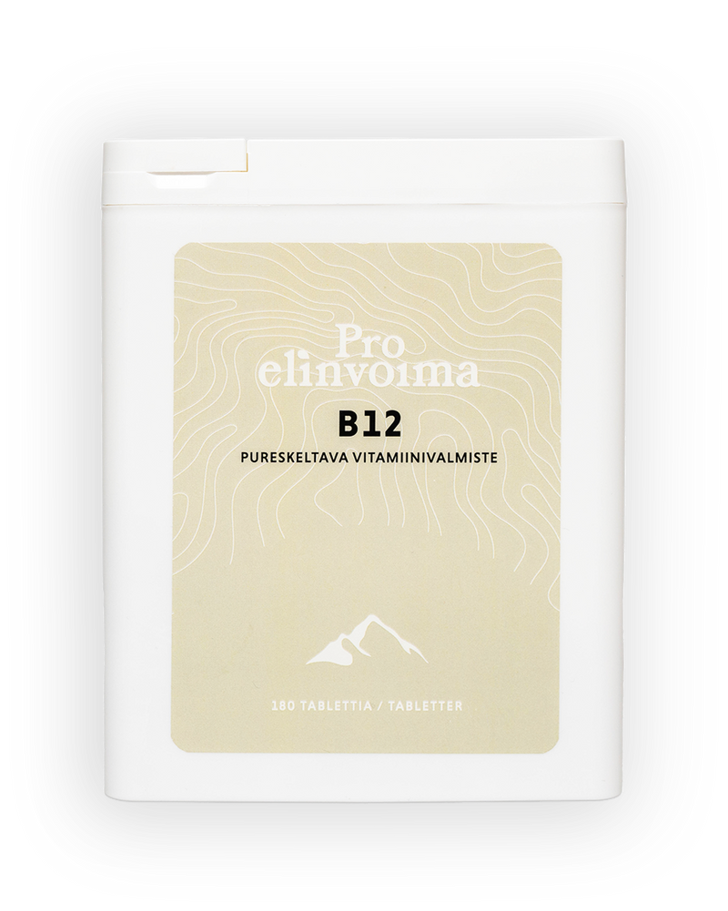 B12-vitamiini, 1000 µg, 180 purutablettia, Pro Elinvoima