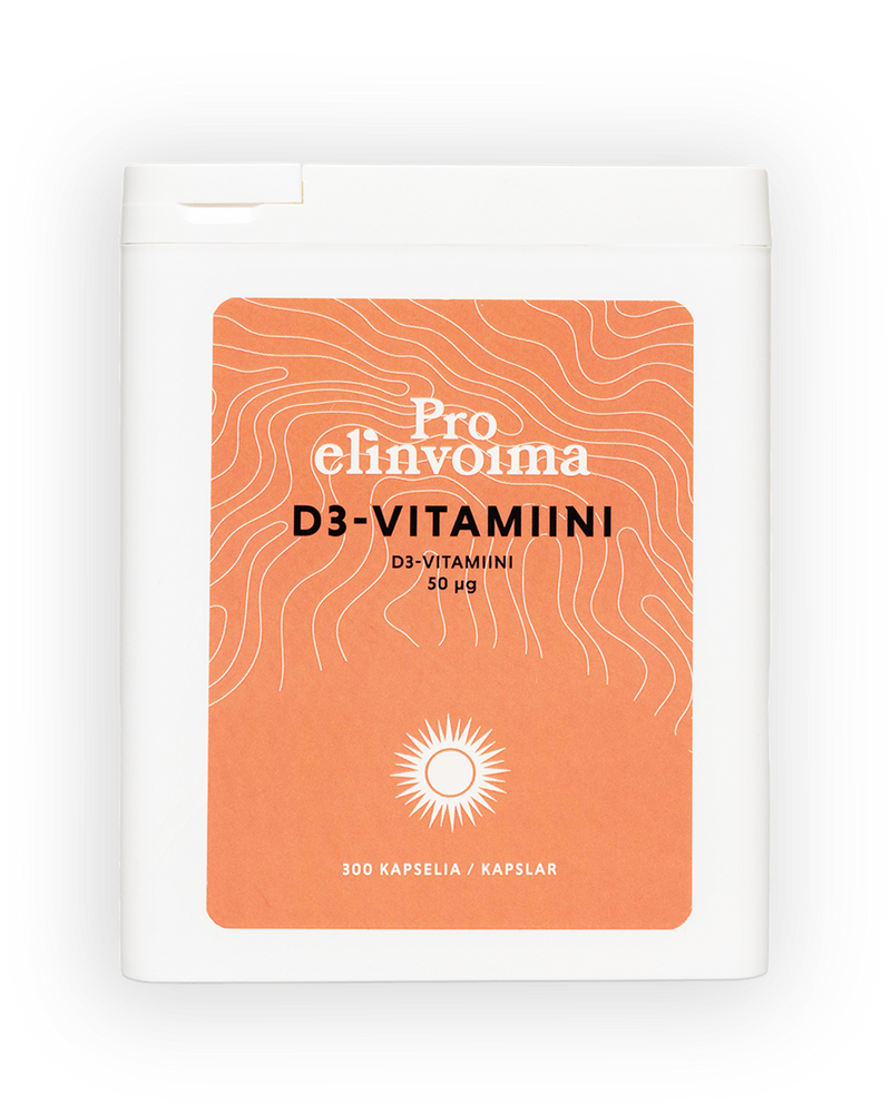 D3-vitamiini, 50 µg, 300 kapselia, Pro Elinvoima