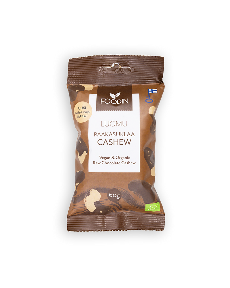 Raakasuklaacashew, luomu, Foodin, 60 g