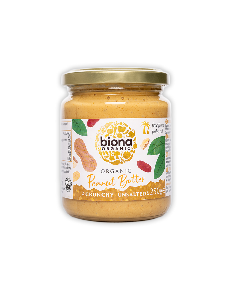 Maapähkinävoi, crunchy, suolaton, Biona, 250 g