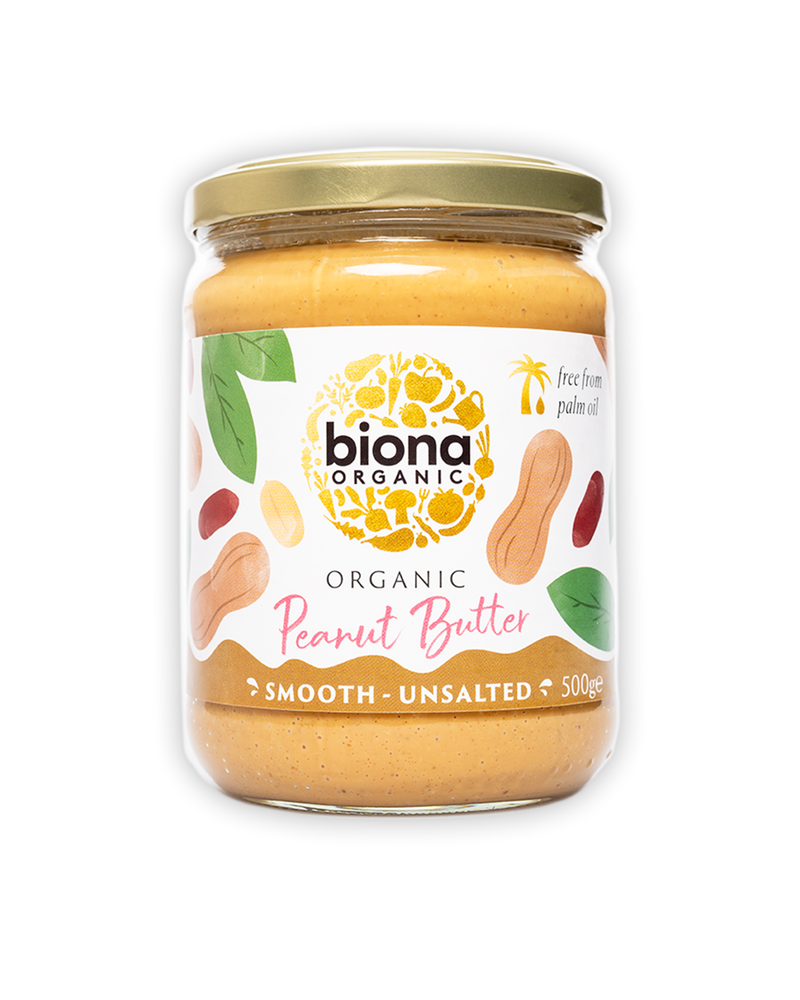 Maapähkinävoi, smooth, suolaton, Biona, 500 g