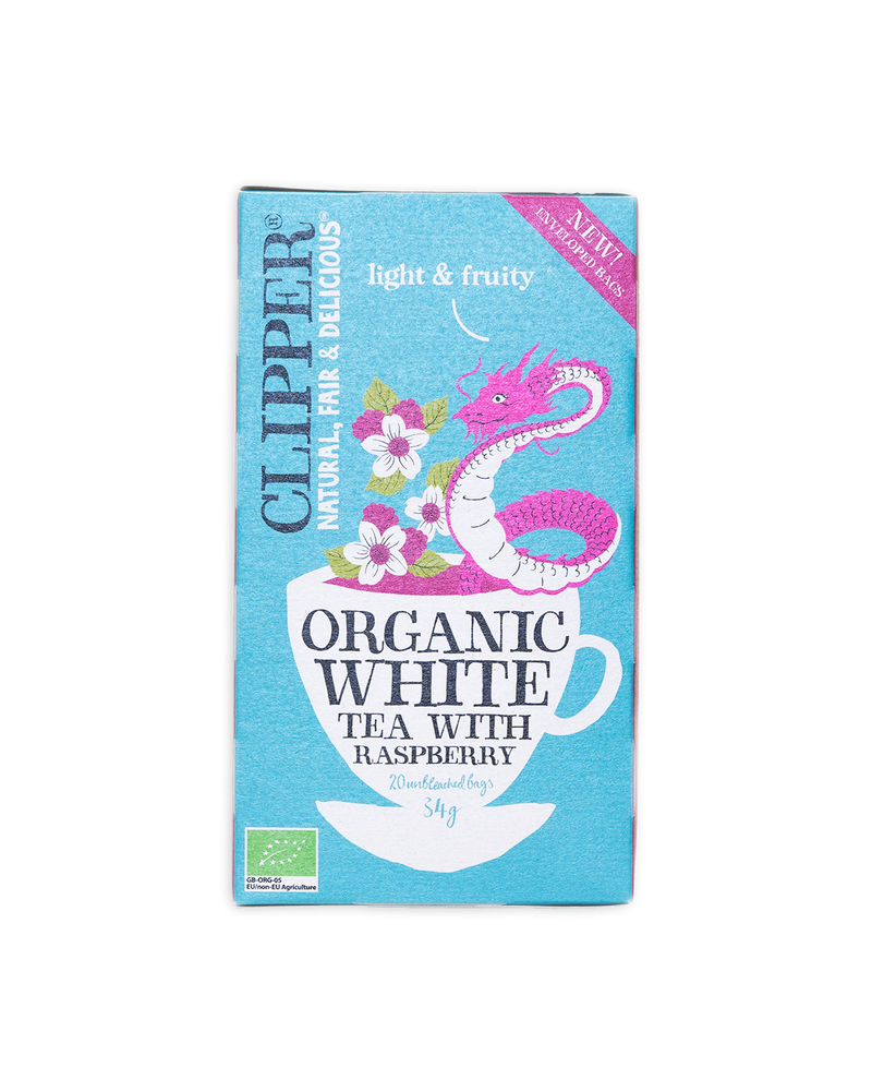 Clipper, White Organic, valkoinen tee, vadelma, 20 pss