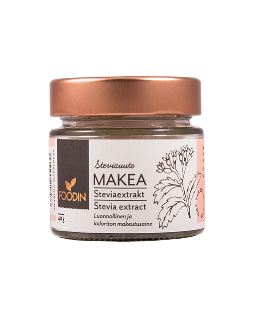 Stevia, Makea-uutejauhe, Foodin, 40 g