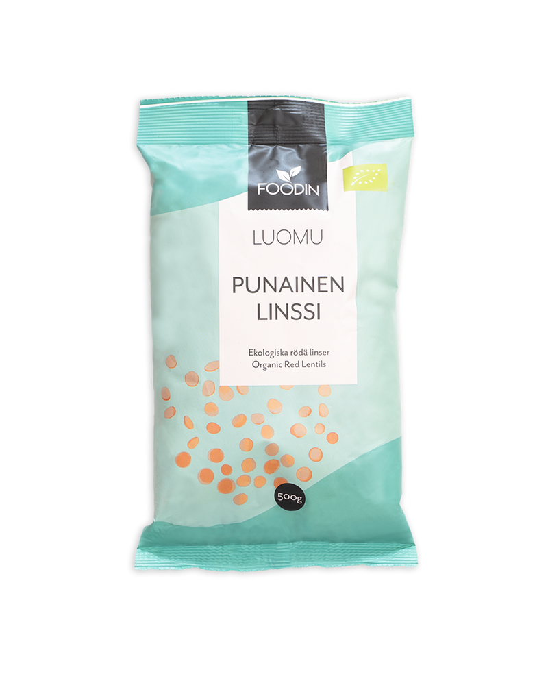 Punainen linssi, luomu,  Foodin, 500 g