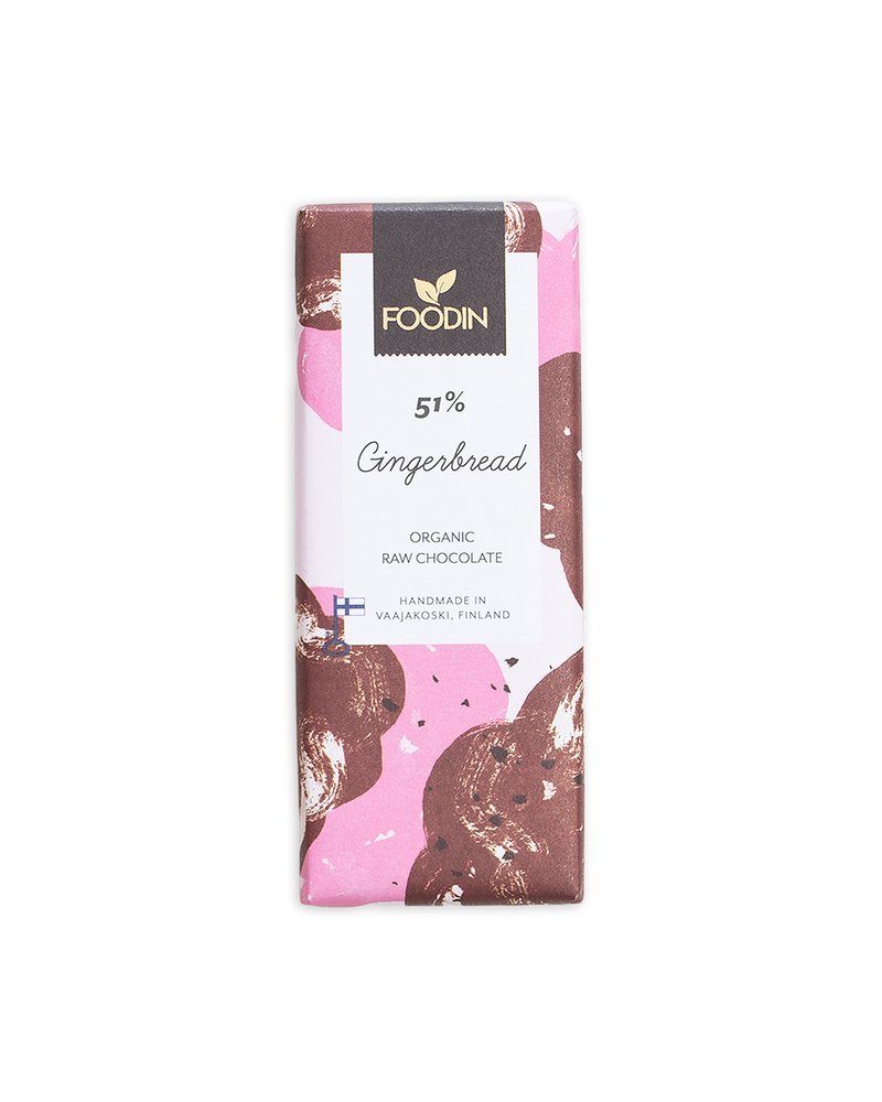 Raakasuklaalevy, Piparkakkusuklaa Gingerbread, luomu, Foodin, 40 g