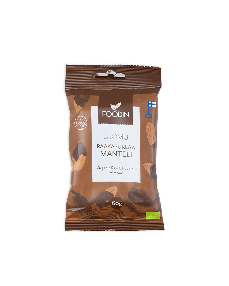 Raakasuklaamanteli, luomu, Foodin, 60 g